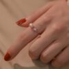 S925 Silver Freshwater Pearl Zircon Adjustable Ring