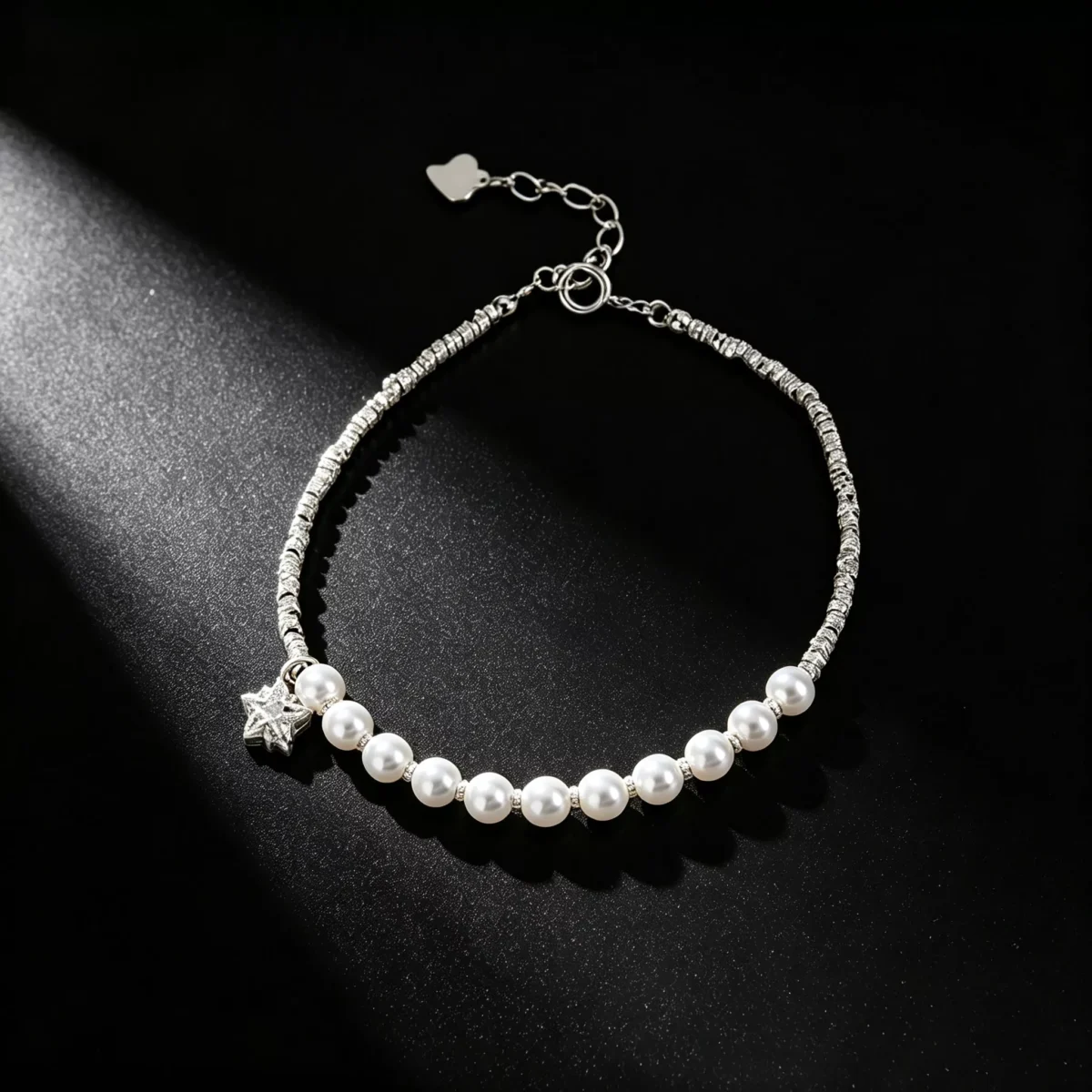 S925 Silver Chip Bead Pearl Star CZ Bracelet