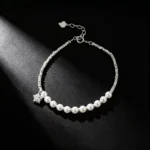 S925 Silver Chip Bead Pearl Star CZ Bracelet