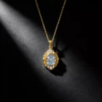 S925 Vintage Light‑Blue Cubic Zirconia Necklace