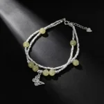 S925 Silver Double‑Strand Hetian Jade Butterfly Bracelet