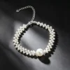 S925 Silver Woven Bead Bracelet with Large Simulated Pearl