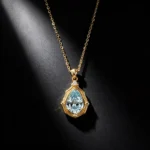 S925 Vintage Teardrop Light‑Blue Zircon Necklace