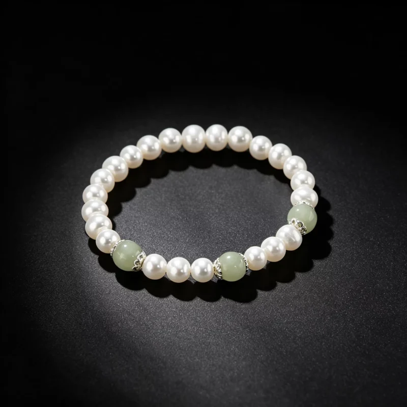 S925 Hetian Jade Freshwater Pearl Stretch Bracelet