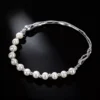S925 Silver Freshwater Pearl Half‑Bangle Bracelet