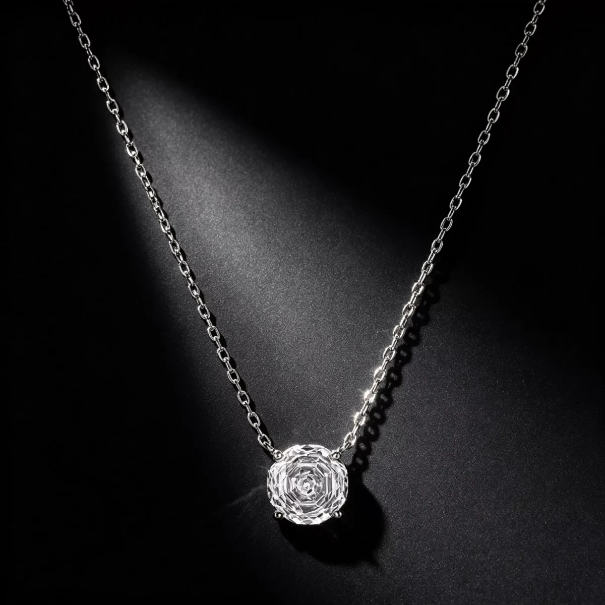 S925 Octagonal Multi‑Cut Cubic Zirconia Necklace