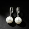 S925 Silver Paved CZ Dangle Simulated Pearl Earrings