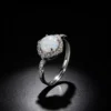 S925 Silver Synthetic Opal Halo Adjustable Ring