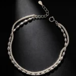 S925 Sterling Silver Double Layer Olive Bead Bracelet
