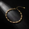 S925 Silver Textured Carved Chain Bracelet