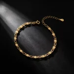 S925 Silver Textured Carved Chain Bracelet