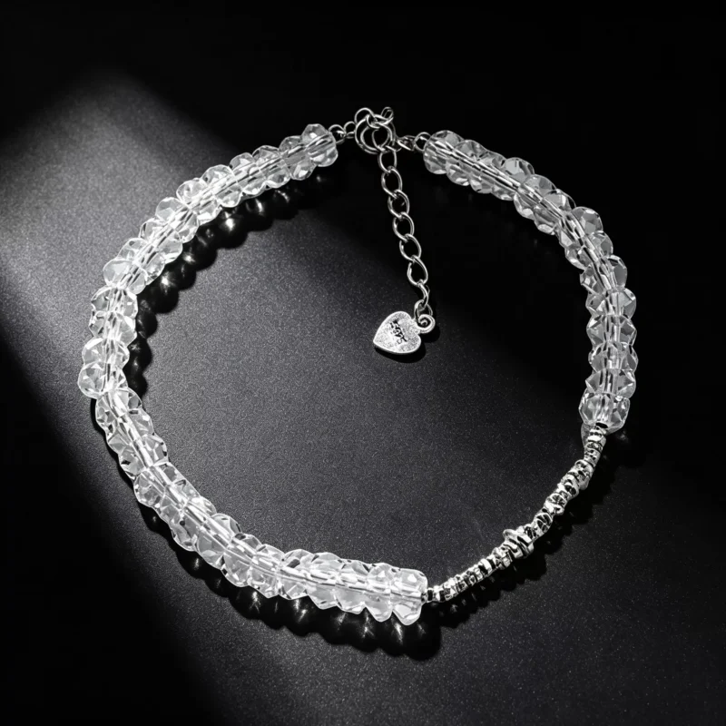 S925 Silver Clear Quartz Beaded Bracelet