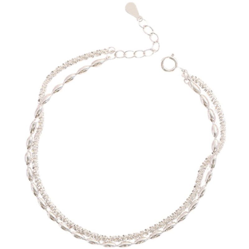 S925 Sterling Silver Double Layer Olive Bead Bracelet S925 Sterling Silver Double Layer Olive Bead Bracelet