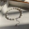 S925 Sterling Silver Natural Pearl Crystal Ball Bracelet