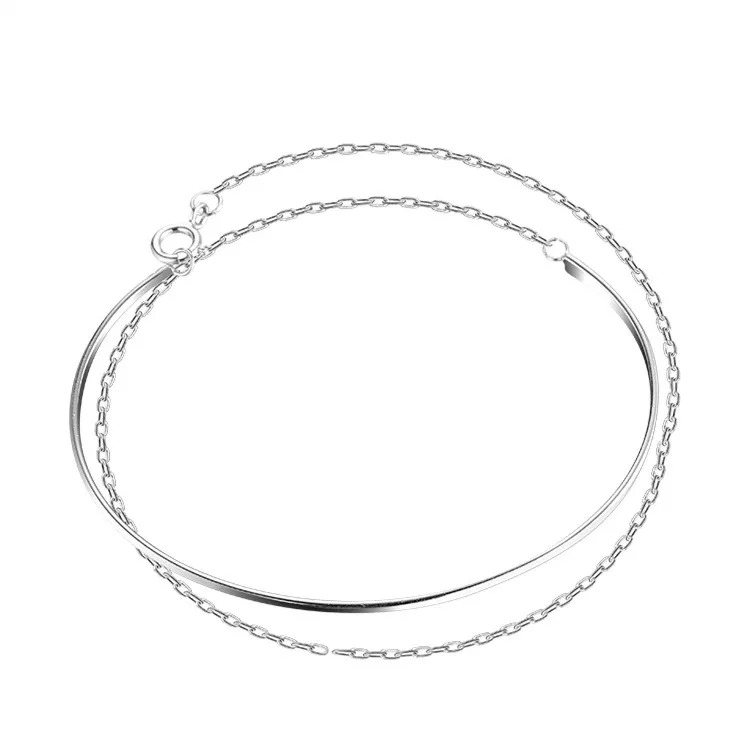 S925 Sterling Silver Double‑Layer Bracelet
