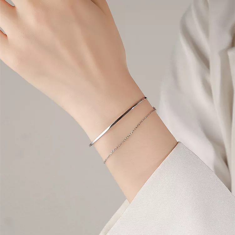 S925 Sterling Silver Double‑Layer Bracelet