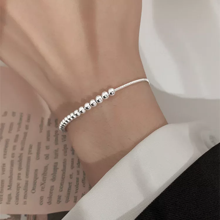 S925 Sterling Silver Adjustable Bead Bracelet