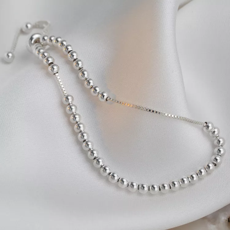 S925 Sterling Silver Adjustable Bead Bracelet