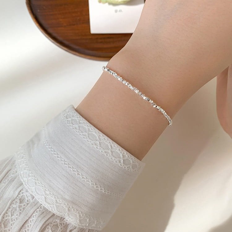 S925 Sterling Silver Tiny Fragment Bead Bracelet
