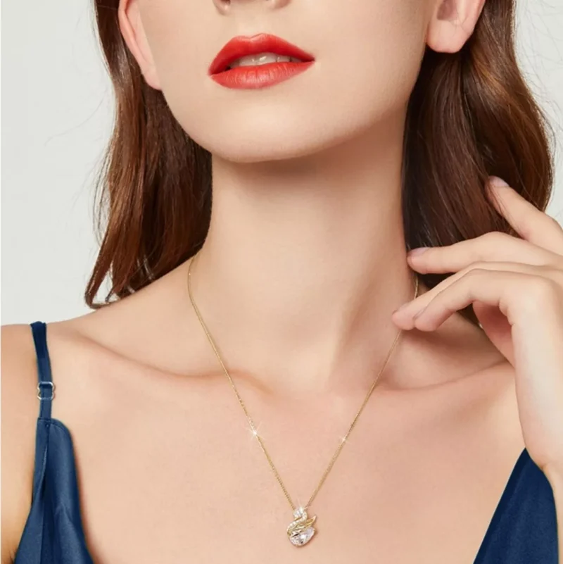 Geowence S925 Sterling Silver Swan Pendant Necklace