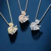 Geowence S925 Sterling Silver Swan Pendant Necklace