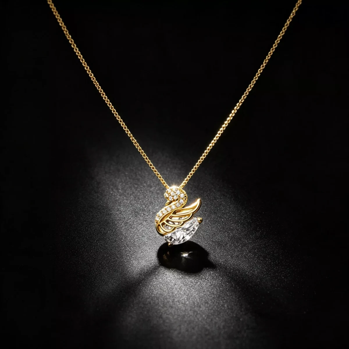 Geowence S925 Sterling Silver Swan Pendant Necklace