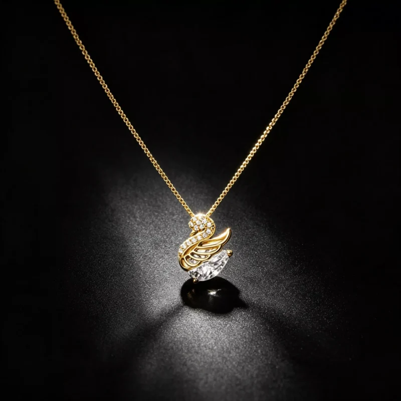 Geowence S925 Sterling Silver Swan Pendant Necklace