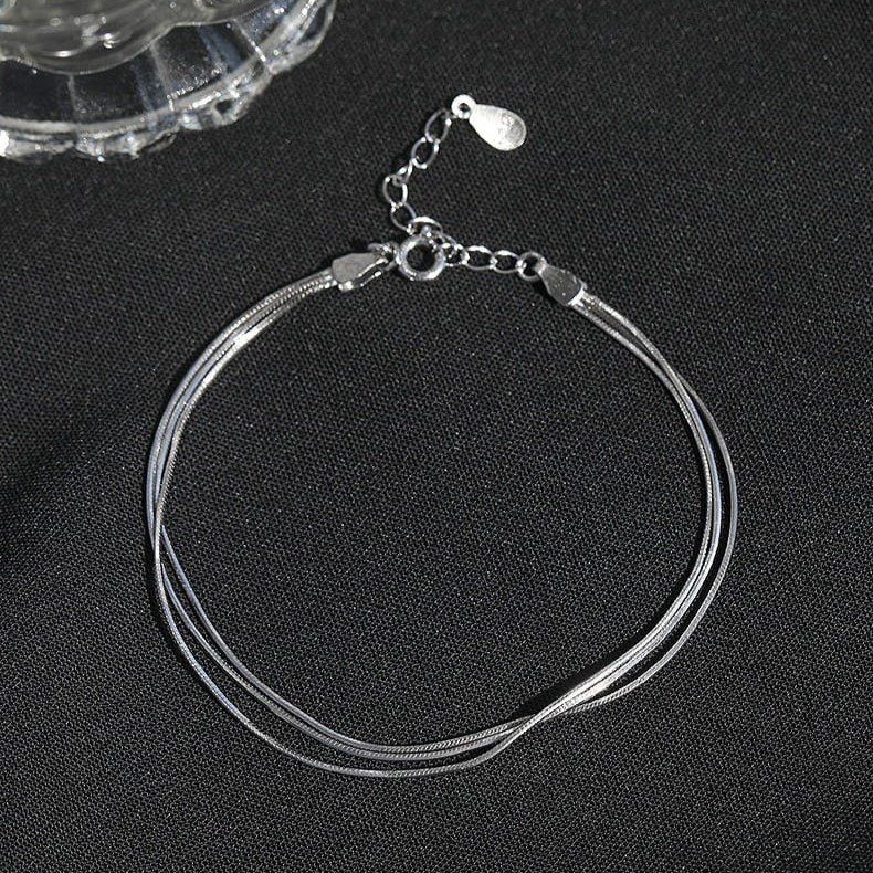 S925 Sterling Silver Multi-layer Snake Chain Bracelet S925 Sterling Silver Multi-layer Snake Chain Bracelet
