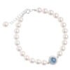 S925 Silver Pearl Blue Aquamarine Charm Bracelet