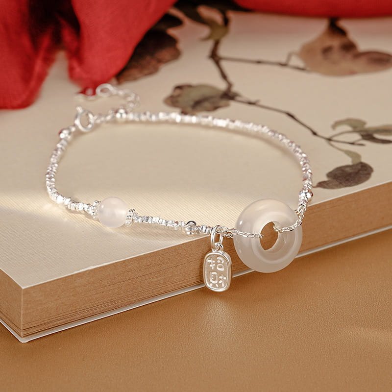 S925 Sterling Silver Peace Lock Natural Stone Bracelet S925 Sterling Silver Peace Lock Natural Stone Bracelet