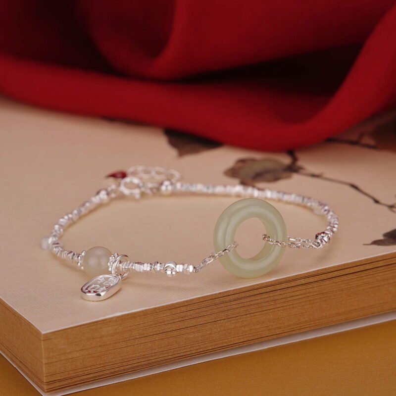 S925 Sterling Silver Peace Lock Natural Stone Bracelet S925 Sterling Silver Peace Lock Natural Stone Bracelet