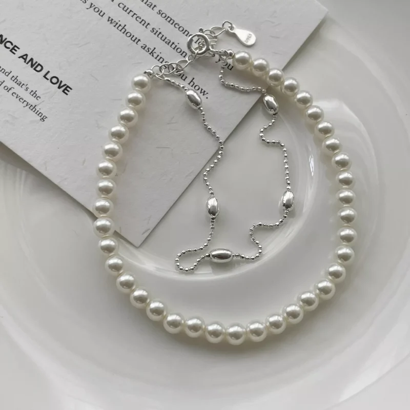 S925 Silver Dual‑Layer Pearl Bracelet