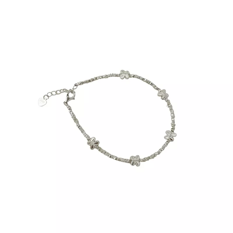 S925 Silver Tiny Butterfly Chip Bead Bracelet