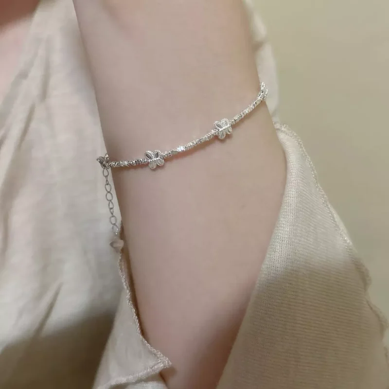 S925 Silver Tiny Butterfly Chip Bead Bracelet