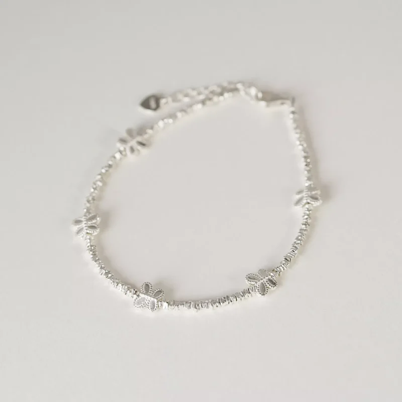 S925 Silver Tiny Butterfly Chip Bead Bracelet