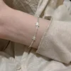 S925 Silver Tiny Butterfly Chip Bead Bracelet
