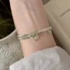S925 Silver Double‑Strand Hetian Jade Butterfly Bracelet