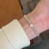 S925 Silver Woven Bead Bracelet with Large Simulated Pearl