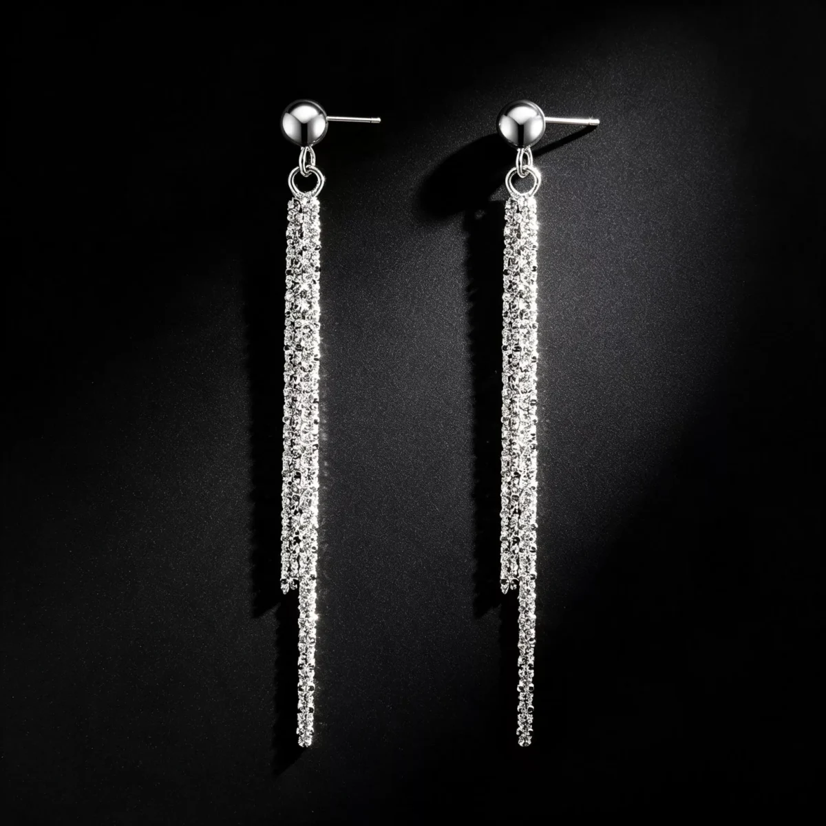 S925 Silver Long Tassel Dangle Drop Earrings S925 Silver Long Tassel Dangle Drop Earrings