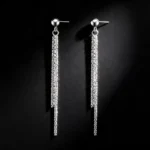 S925 Silver Long Tassel Dangle Drop Earrings