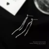 S925 Silver Long Tassel Dangle Drop Earrings S925 Silver Long Tassel Dangle Drop Earrings