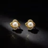 S925 Silver Twisted Halo Pearl Stud Earrings