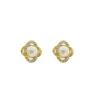 S925 Silver Twisted Halo Pearl Stud Earrings