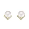 S925 Silver V-Shaped Zirconia Pearl Stud Earrings