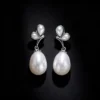 S925 Silver Butterfly Shell Pearl Drop Earrings