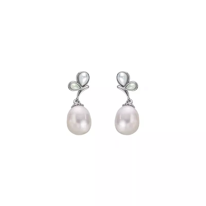 S925 Silver Butterfly Shell Pearl Drop Earrings
