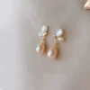 S925 Silver Butterfly Shell Pearl Drop Earrings