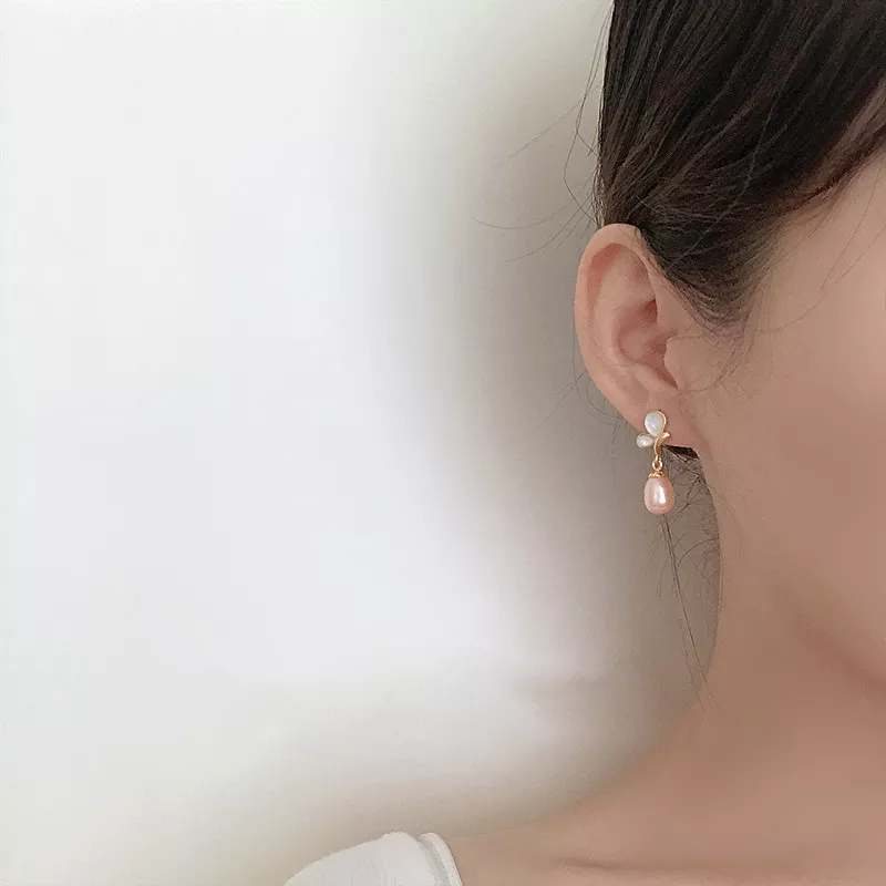 S925 Silver Butterfly Shell Pearl Drop Earrings