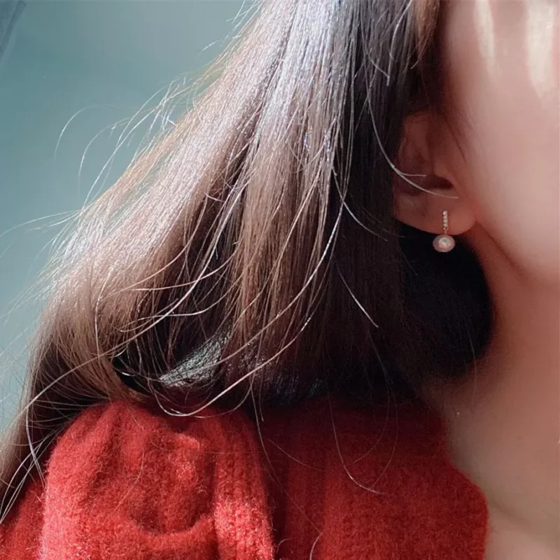 S925 Zircon Baroque Pearl Drop Earrings