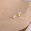S925 Three Pearls Linear Stud Earrings